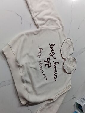Zara Cream Pullover with Brown Accent